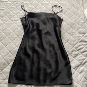 black silk mini dress
